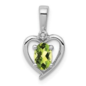 Sterling Silver  Peridot August Birthstone & Diamond Mini Charm Pendant